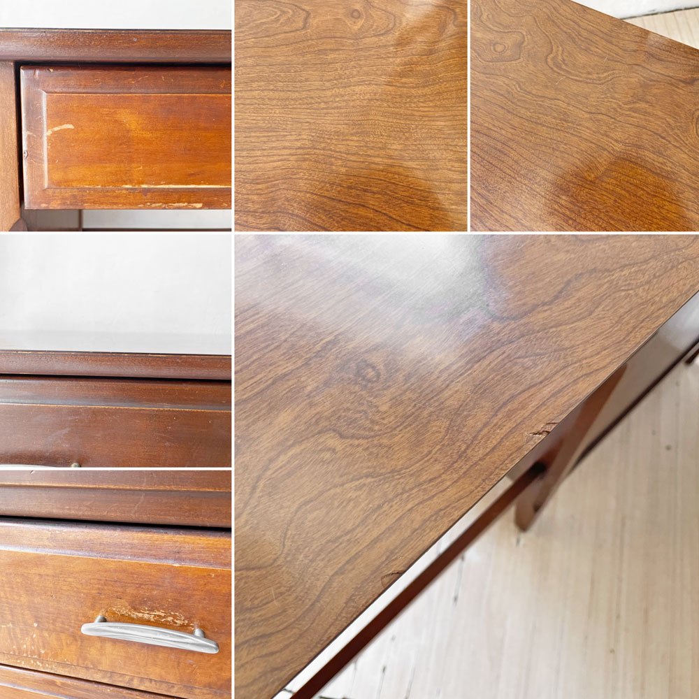ビーピージョン B.P.John Furniture 片袖 デスク 机 4ドロワー デコラトップ 米軍家具 ミッドセンチュリー USビンテージ ★