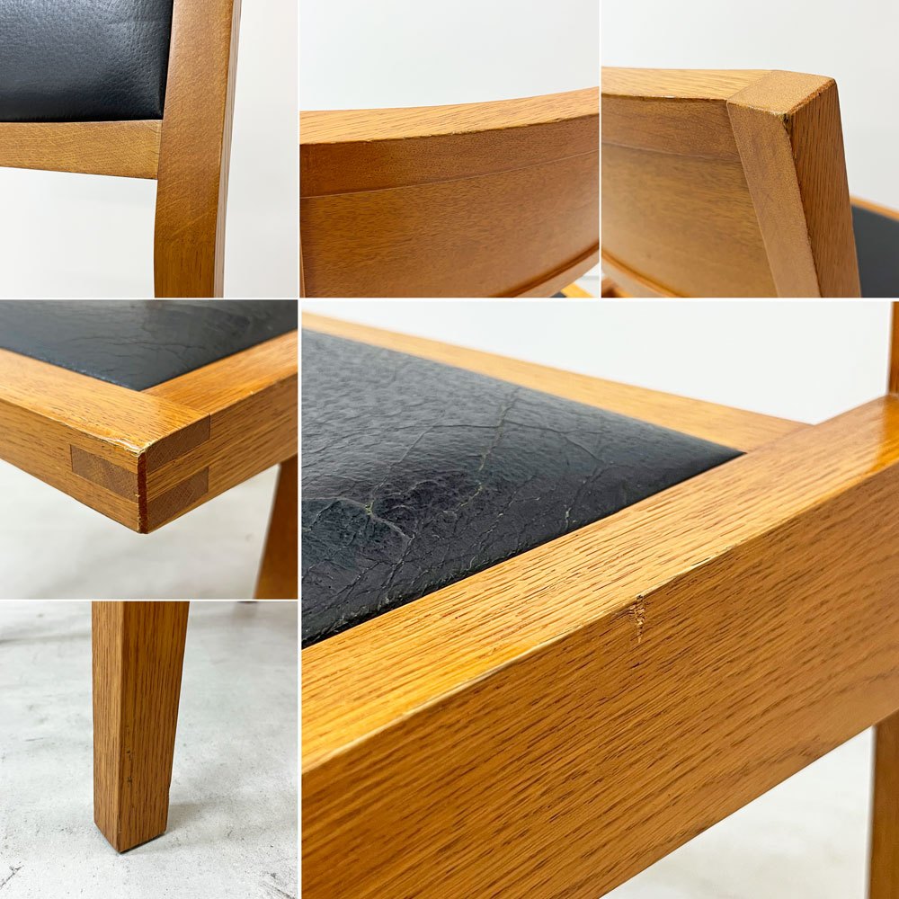 モダンデザイン Modern design ダイニングチェア 木製 合成皮革 ブラックレザーシート レトロ ビンテージスタイル B ●