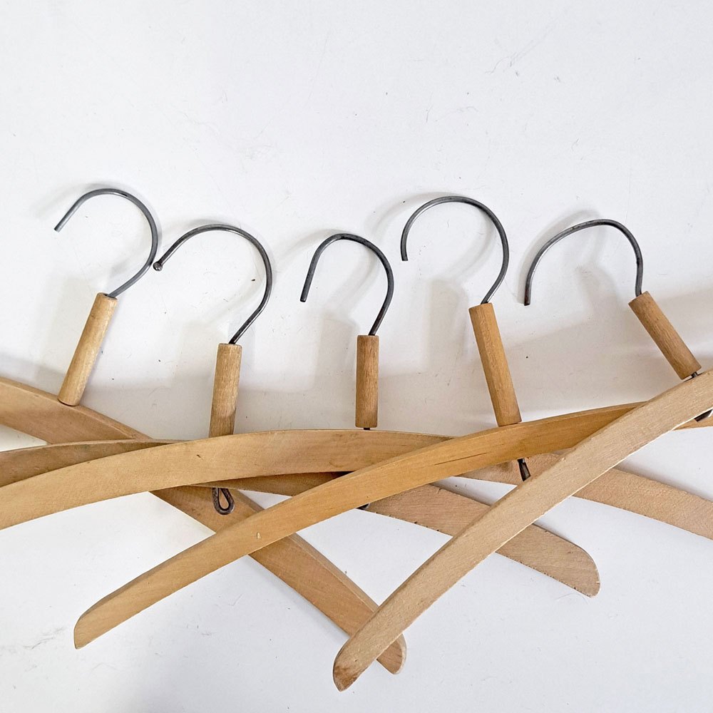 北欧ビンテージ Scandinabian Vintage 木製ハンガー 10本セット 1950〜70年代 木味 レトロ 古道具 B ●