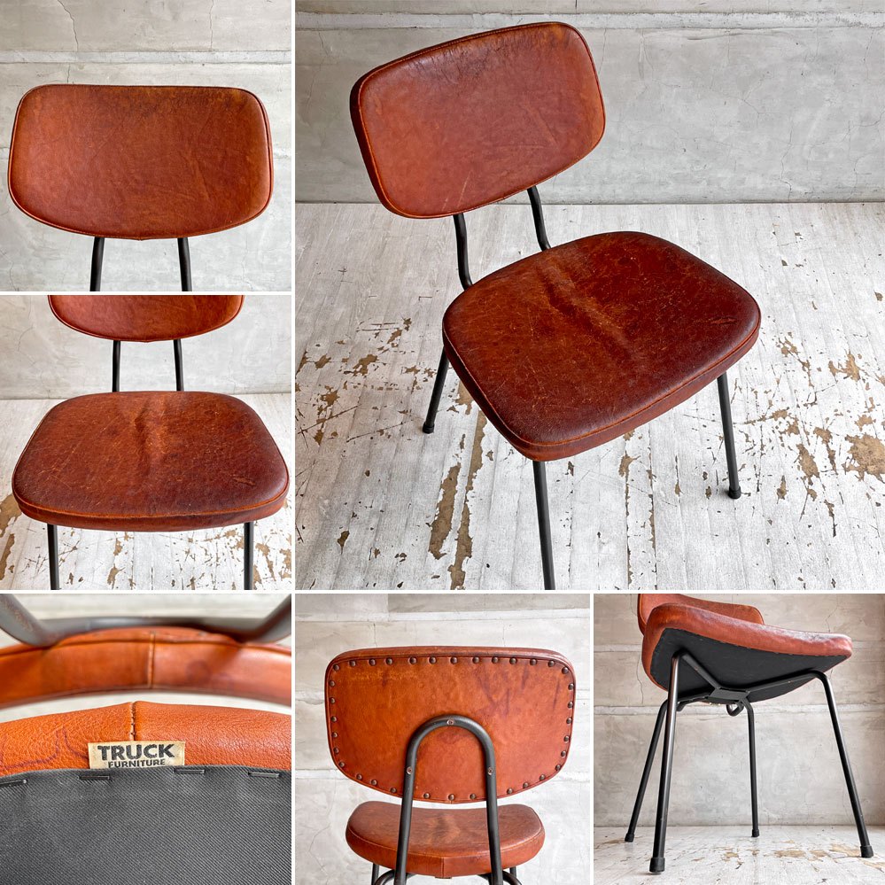 トラックファニチャー TRUCK FURNITURE スット ダイニングチェア SUTTO DINING CHAIR レザー×スチールフレーム インダストリアル ♪