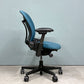 スチールケース Steelcase リープチェア Leap デスクチェア エルゴノミクスチェア 高機能チェア キャスター付き ブルー ファブリック ◎