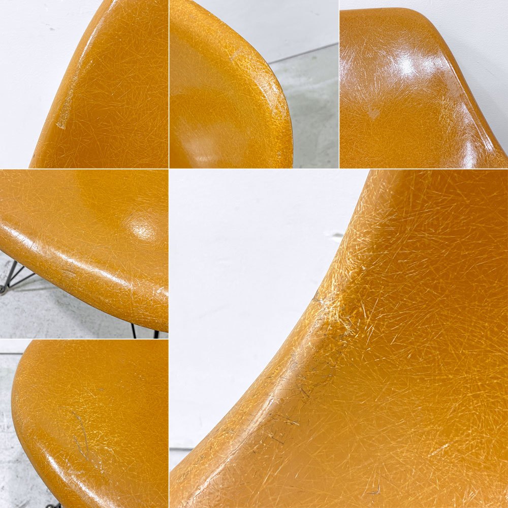ハーマンミラー Herman Miller サイドシェルチェア セカンド 2nd FRP オークルダーク エッフェルベース C&R イームズ ビンテージ ミッドセンチュリー  ●