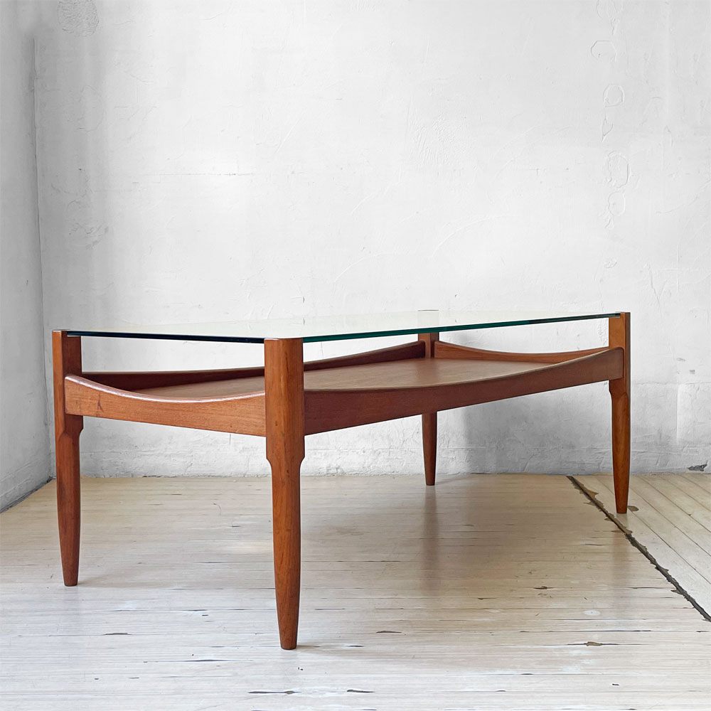 ハイク HIKE オリジナルファニチャー Original furniture ガラスソファテーブル Glass sofa tableチーク材 W100cm 北欧デザイン ★