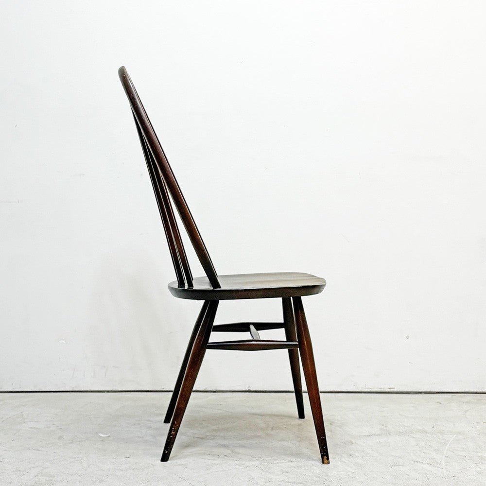 アーコール Ercol クエーカーチェア ダイニングチェア ハイバック オールドコロニアル ブラウン エルム材 × ビーチ材 UKビンテージ 英国家具 B ●