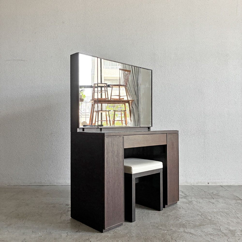 アクタス ACTUS プリモ PRIMO ドレッサー 三面鏡 オーク材 W95cm スツール付 参考価格￥100,000- 廃番 〓