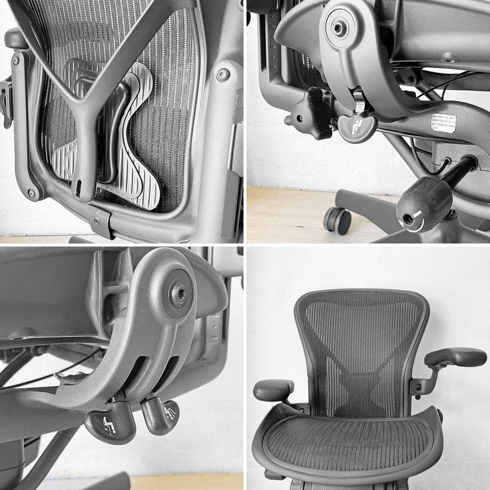 ハーマンミラー Herman Miller アーロンチェア クラシック Bサイズ ポスチャーフィット フル装備 グラファイトベース デスクチェア オフィスチェア ★