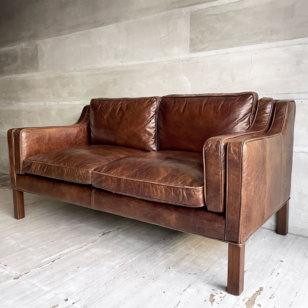 ハロ HALO × ジャーナルスタンダードファニチャー journal standard Furniture アイメッシュ IMESH 2Pソファ 2人掛け 本革 レザー バイカータン 廃番♪