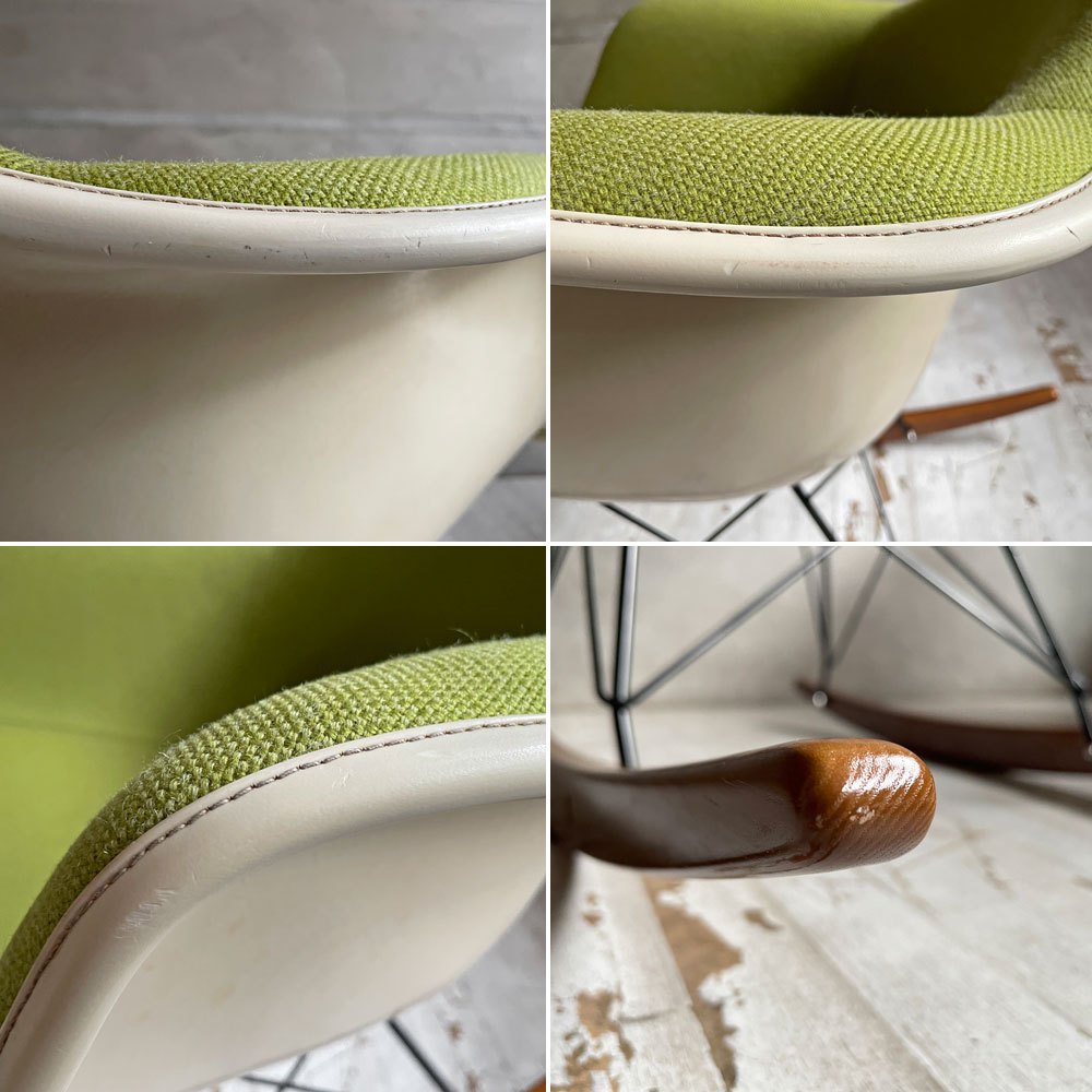 ハーマンミラー Herman Miller アームシェルチェア セカンド 2nd ビンテージ FRP アプホルスター ロッカーベース イームズ ミッドセンチュリー 生地張替え済 ♪
