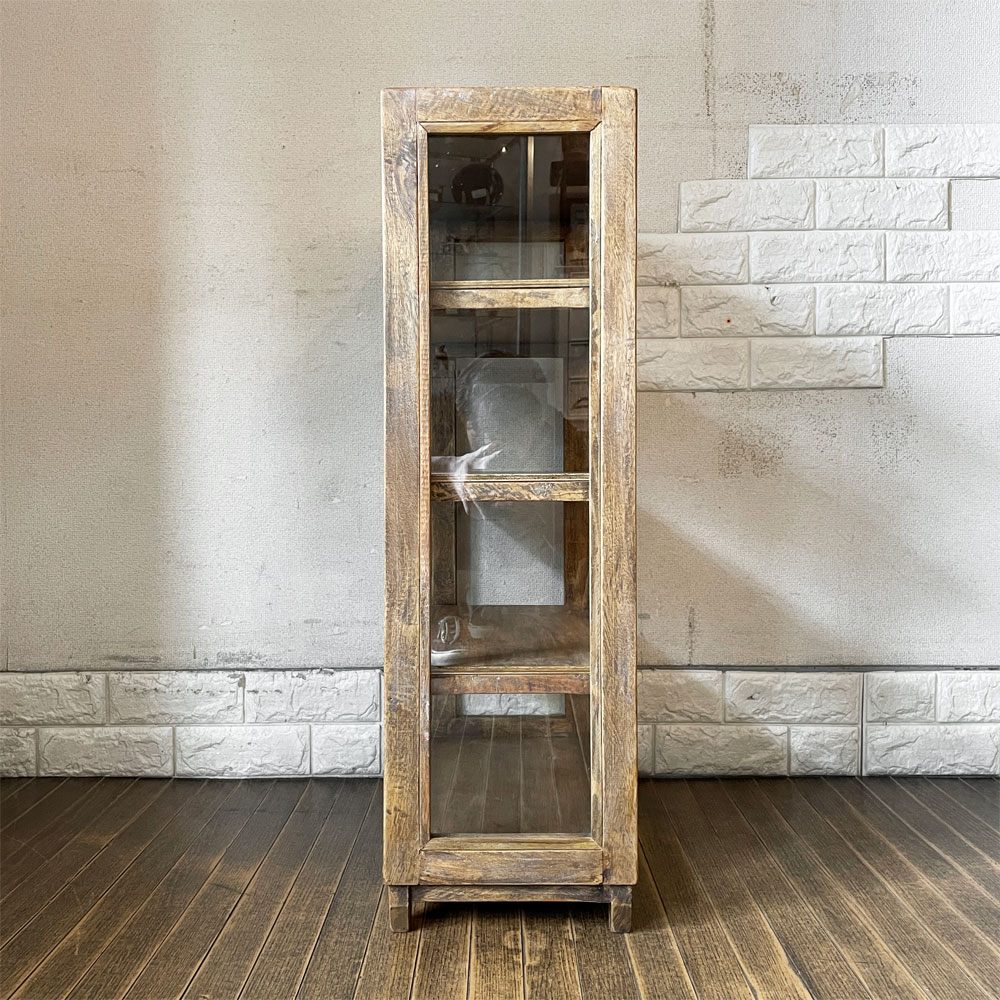 オールドメゾン old maison ガラスキャビネット Glass Cabinet No.OMU849N オープンシェルフ ディスプレイケース 飾り棚 4段 W50cm マンゴー材 ◎
