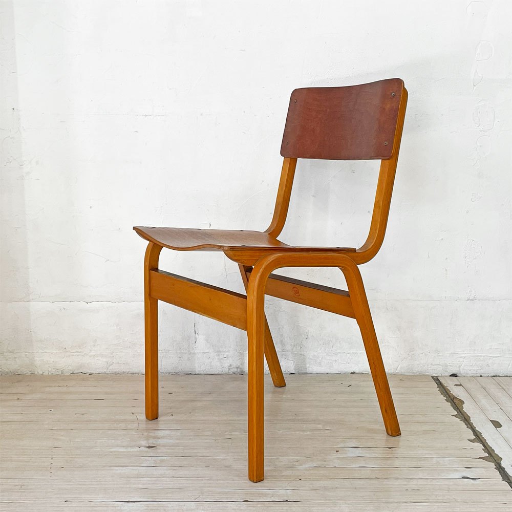 テクタファニチャーリミテッド TECTA Furniture Ltd. スクールチェア スタッキングチェア プライウッド オーク材 UKビンテージ 英国 ブロカント ★