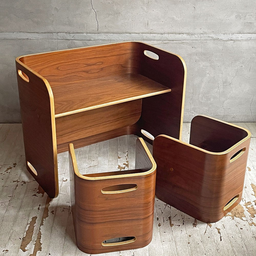 ホップル HOPPL コロコロ COLOCOLO チェア&デスク Chair & Desk ウォールナット材 テーブル ベンチ 学習机 キッズチェア 3点セット 定価 ￥46,860-  ♪