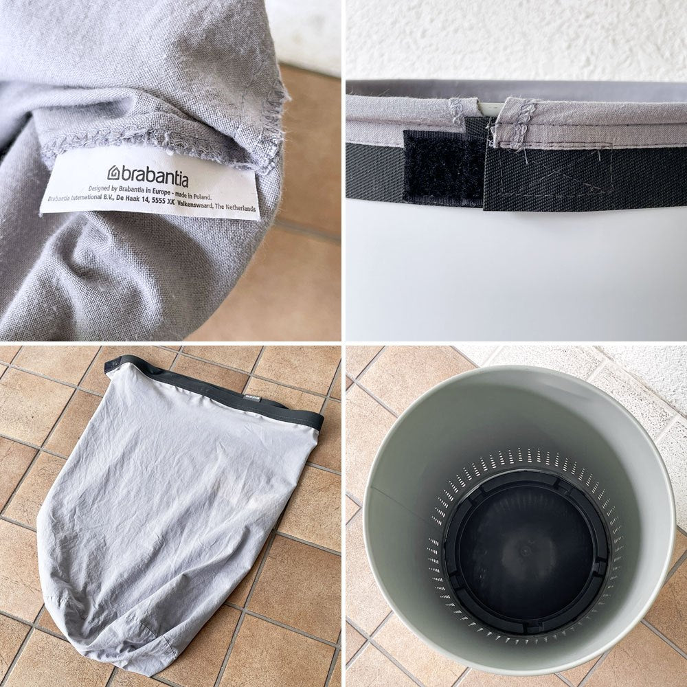 ブラバンシア Brabantia ランドリービン ランドリーボックス 60L スチール×コルク ホワイト モダンデザイン 定価￥21,030- ◇