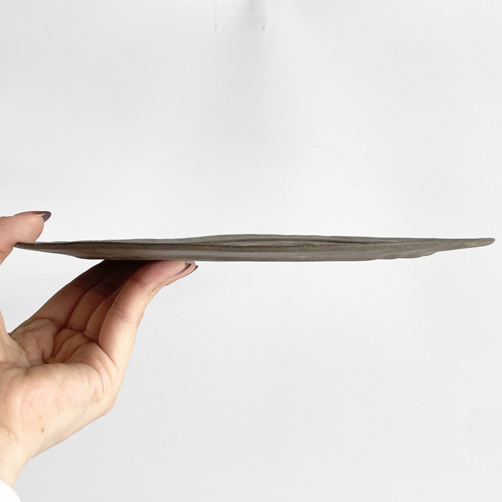 吉田次朗 リムプレート ラウンド 平皿 ホワイトグレー Lサイズ  Φ25cm 陶器 現代作家 B ■