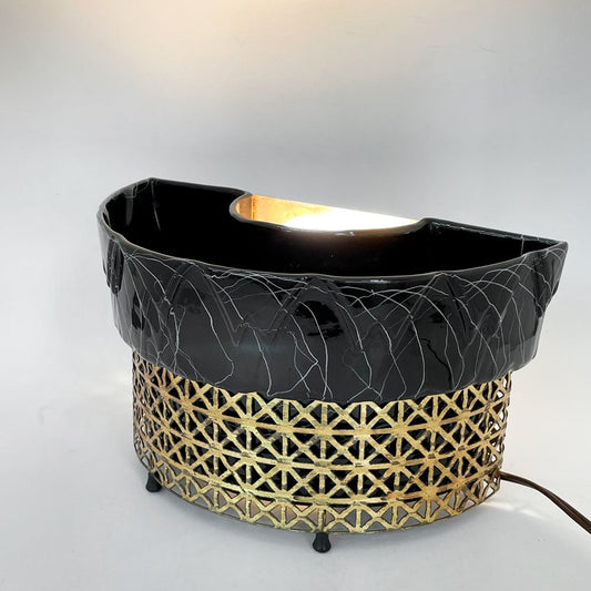 USビンテージ Vintage テーブルランプ プランターライト セラミック×メタル 50's ミッドセンチュリー ブラック ゴールド ●