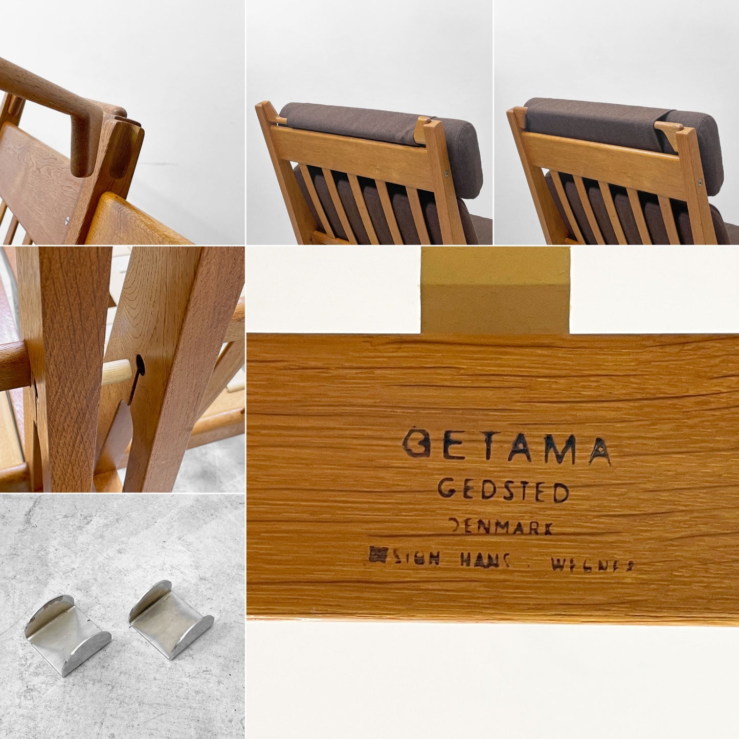 ゲタマ GETAMA GE375 3Pソファ ハイバックチェア オーク材 ブラウン系フ ァブリック ビンテージ ハンス・J・ウェグナー 北欧家具 ●
