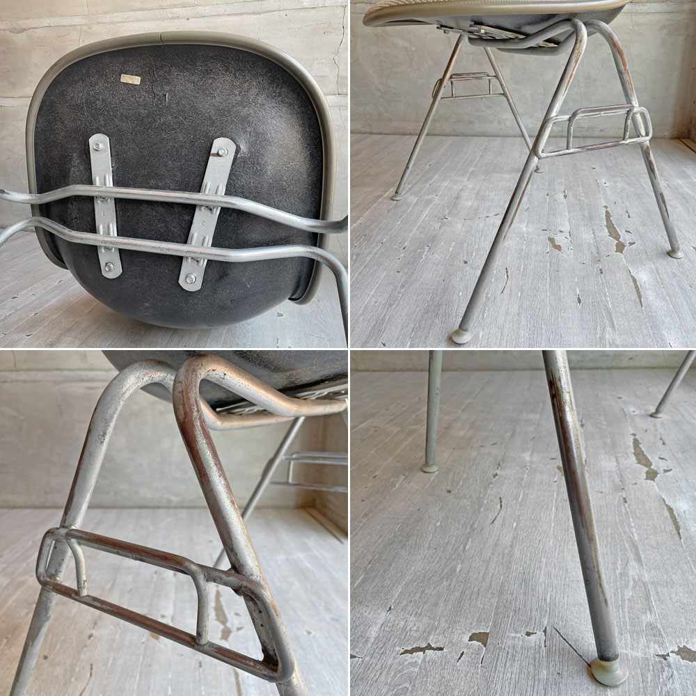 ハーマンミラー Herman Miller サイドシェルチェア セカンド 2ndビンテージ FRP アプホルスター ジラルド生地 スタッキングベース  ナローマウント イームズ ♪
