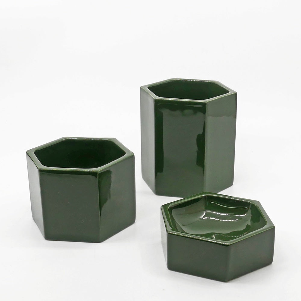 ヴィトラ Vitra ヘキサゴナルコンテナ Hexagonal Containers 3set 小物入れ 収納 ダークグリーン ジャスパー・モリソン ●