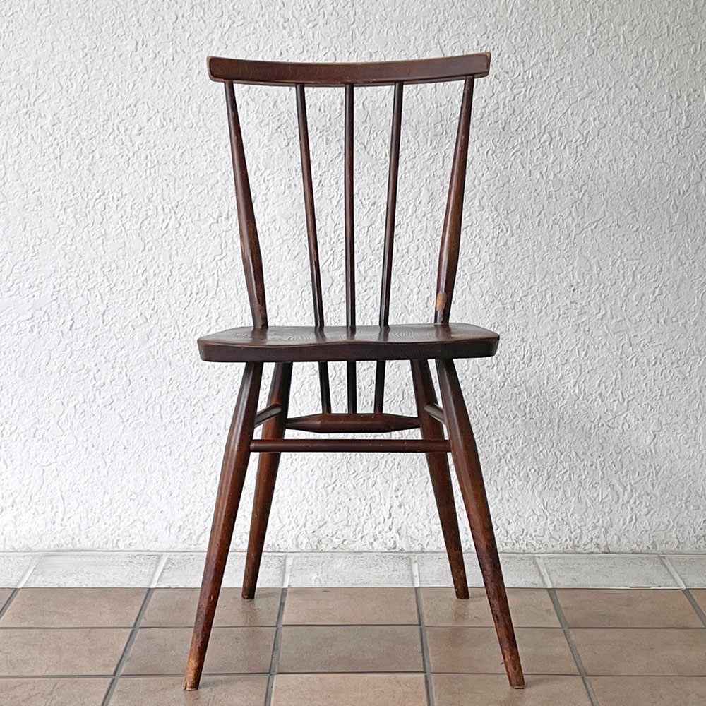アーコール Ercol スティックバックチェア ダイニングチェア エルム材 UKビンテージ Vintage 英国家具 ◇