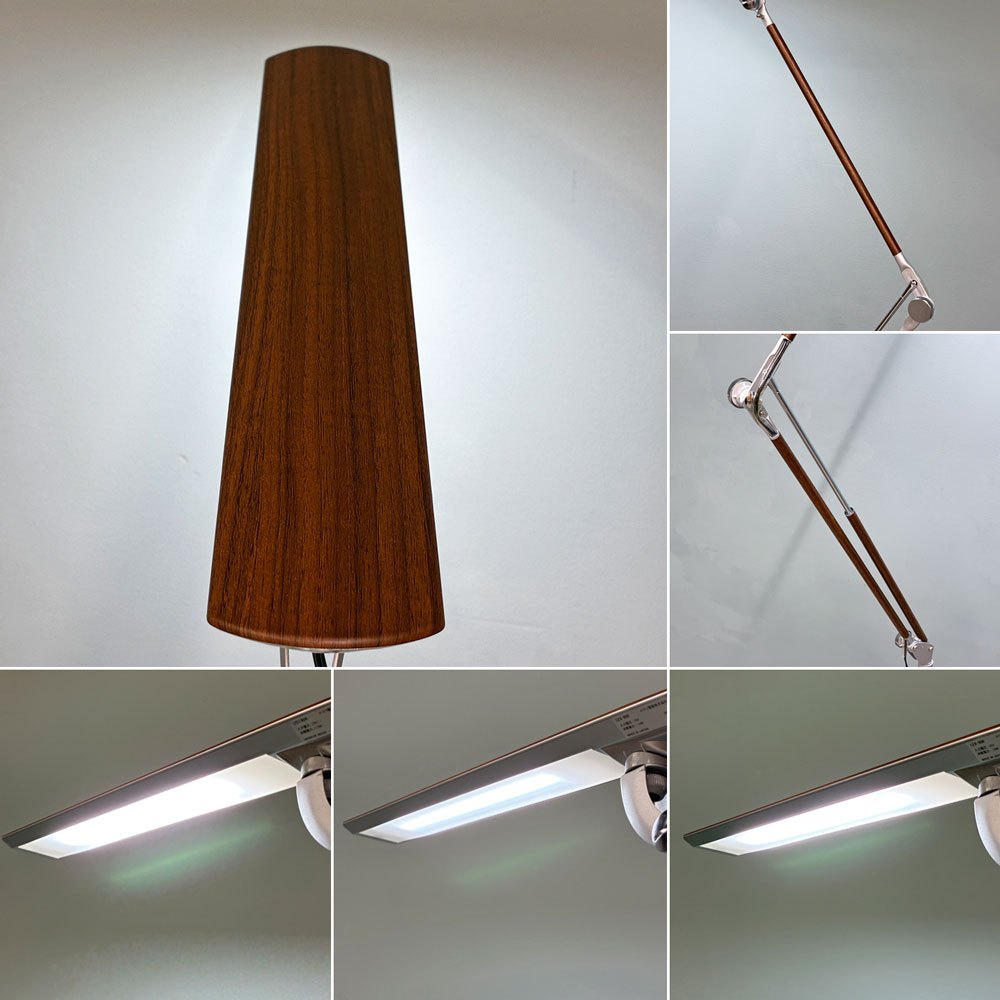 スワン電気 LED エグザーム フロアライト LEX-958NA+FB-991 WH 木目調 ダークブラウン 未使用品 黒澤正之 ◎