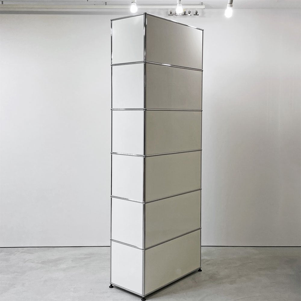 USMハラー USM Haller モジュラーファニチャー キャビネット シェルフ 1列6段 エクステンションシェルフ×2 フリップアップドア×1 ピュアホワイト スイス ●