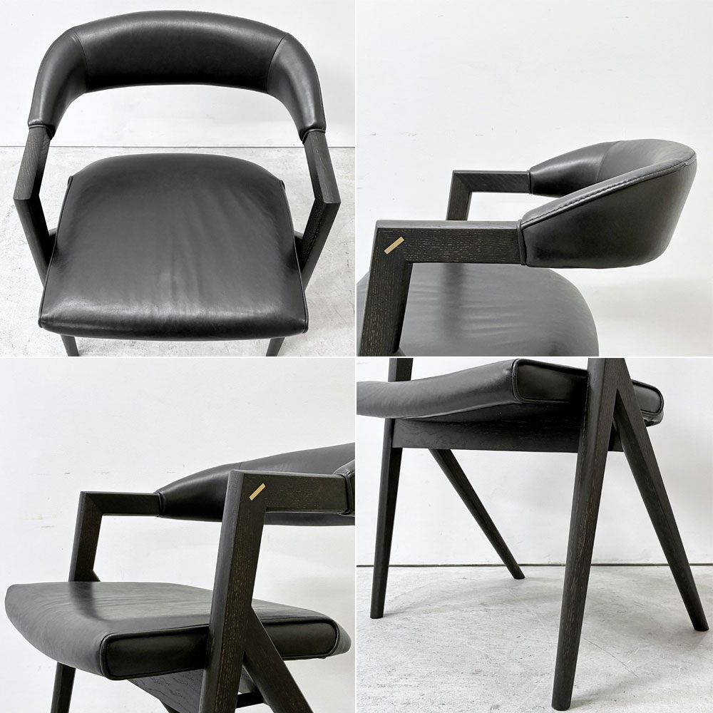 スクエアルーツ SQUARE ROOTS ランナチェア LANNA CHAIR ダイニングチェア アームチェア オーク材×牛革 レザー 参考価格￥77,000- A ●