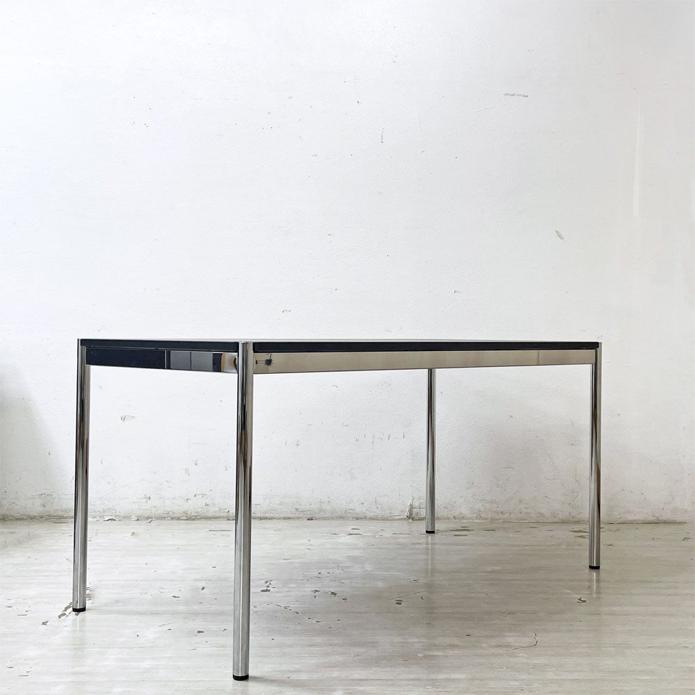 USMモジュラーファニチャー USM Haller USMハラーテーブル ワーキングデスク ダイニングテーブル チャコールリノリウム H74cm アジャスター C ●