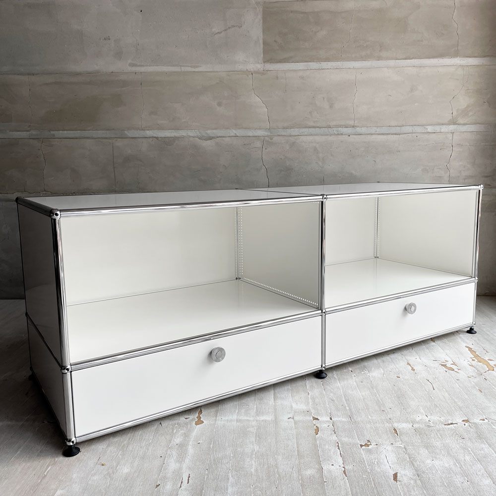 ユーエスエムハラー USMハラー USM Haller モジュラーファニチャー キャビネット シェルフ 2列2段 ドロップダウンドア ピュアホワイト ソフトクローズ機能 スイス 定価￥264,836-♪