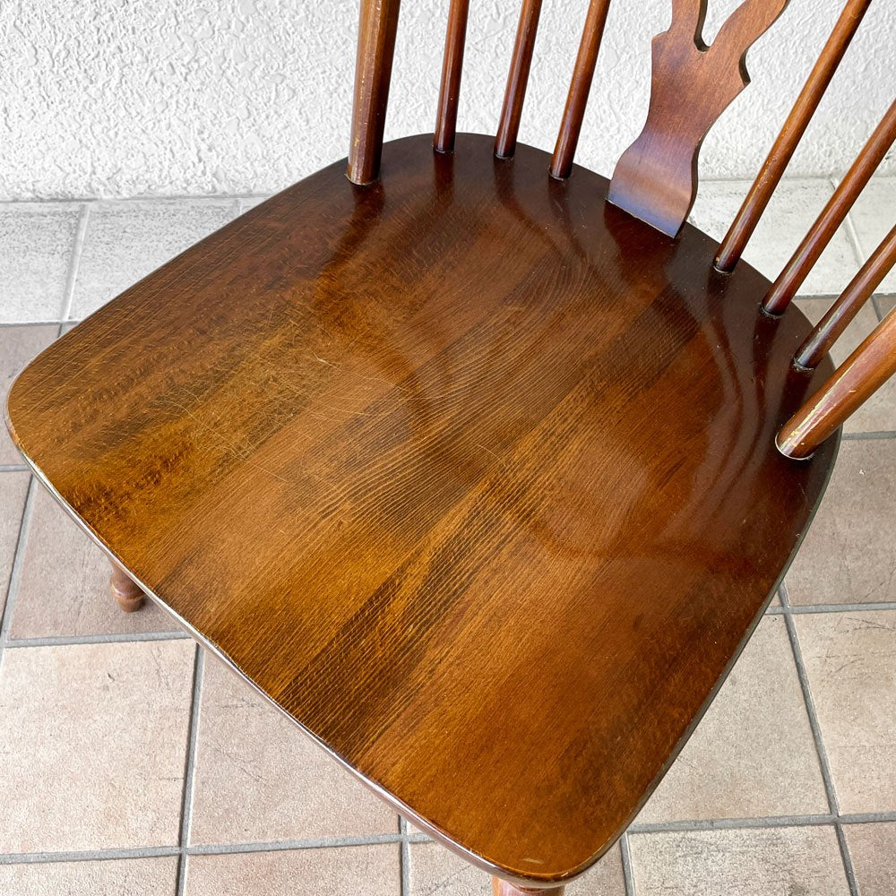 飛騨産業 HIDA キツツキ 穂高シリーズ ウィンザーチェア DK266 ボウバック オーク材 キツツキマーク B ◇