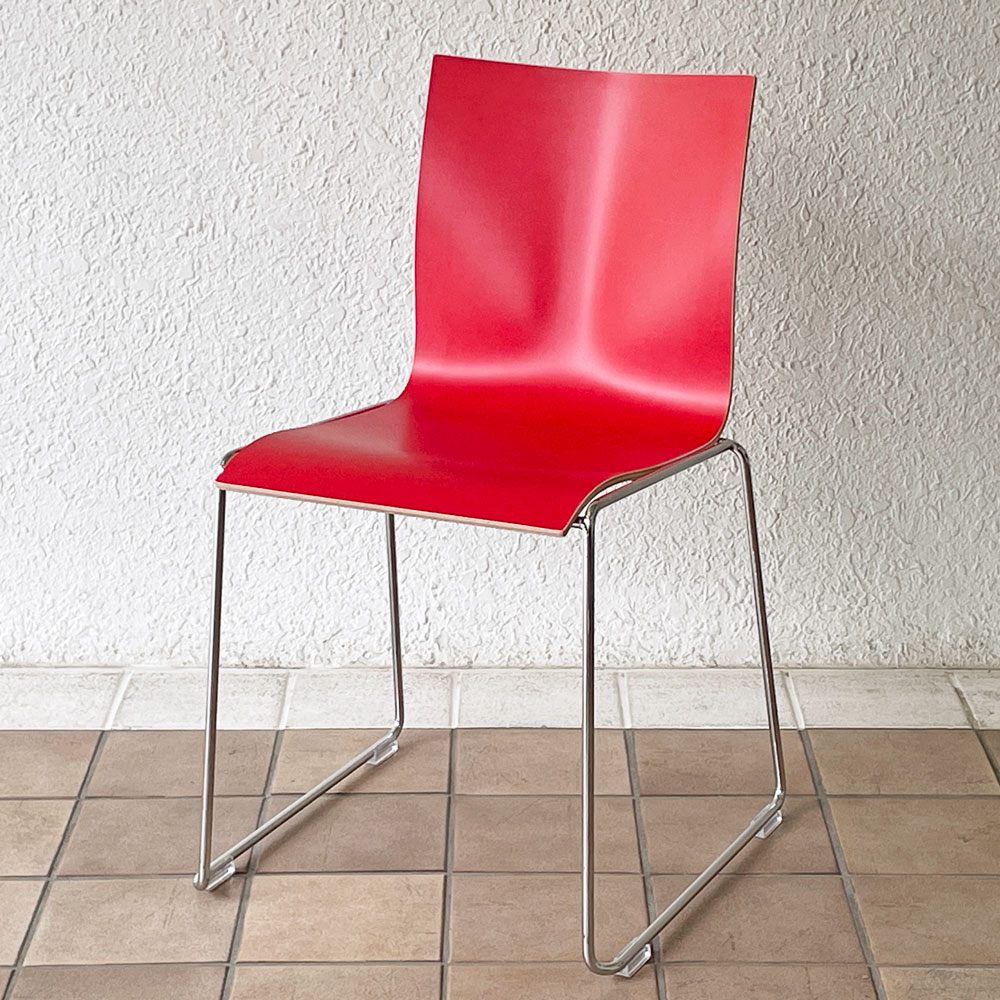 エンゲルブレヒト Engelbrechts チャリック CHAIRIK 107 ダイニングチェア スタッキング そり足 レッド 未使用品 デンマーク B ◇