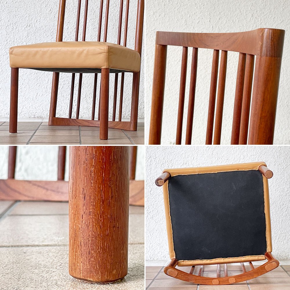 BC工房 チーク無垢材 ダイニングチェア 本革 ローチェア ラウンジチェア 幅48cm 国産クラフト家具 ナチュラルモダン ◇