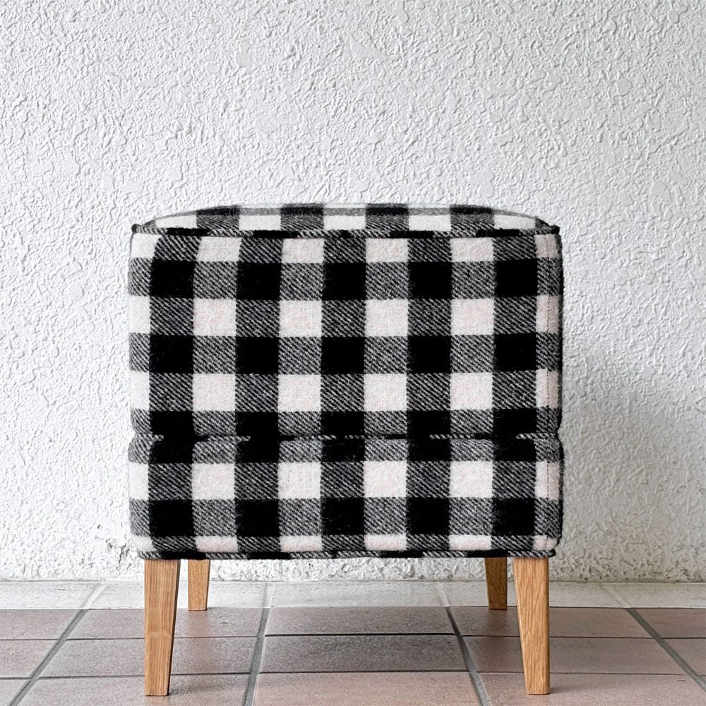 モーブレーワークス MOBLEY WORKS クラマス レッグレスト Klamath Leg Rest オットマンスツール ブロックチェック ブラック×ホワイト オーク材 鰤岡力也 ◇