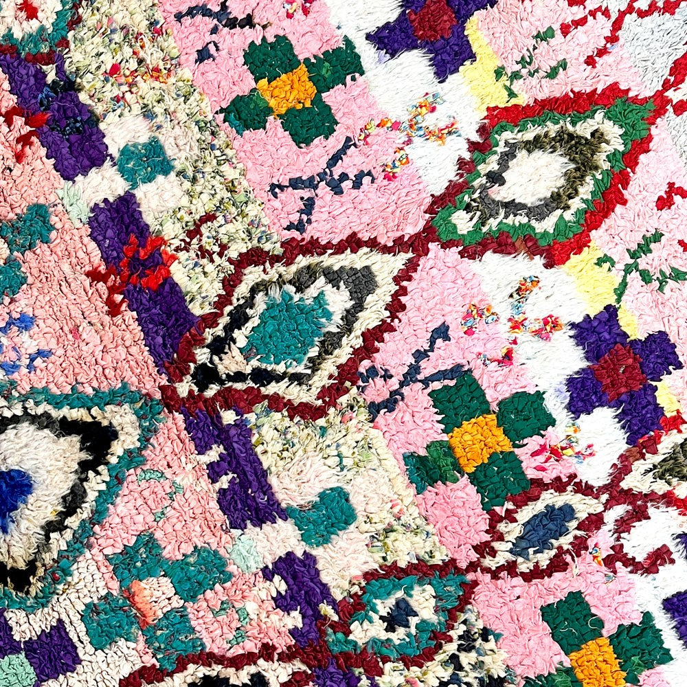 マロック MAROC モロッカンラグ MOROCCAN RUG ボシャルウィット Boucherouite 230×153cm 手織り絨毯 ラグ モロッコ ●