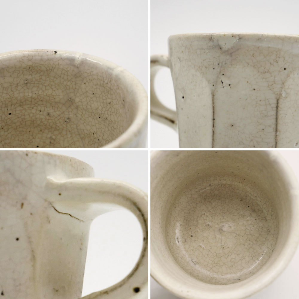 花岡隆 粉引 面取 マグカップ H6.3cm 小 ツヤ無し 現代作家 B ●