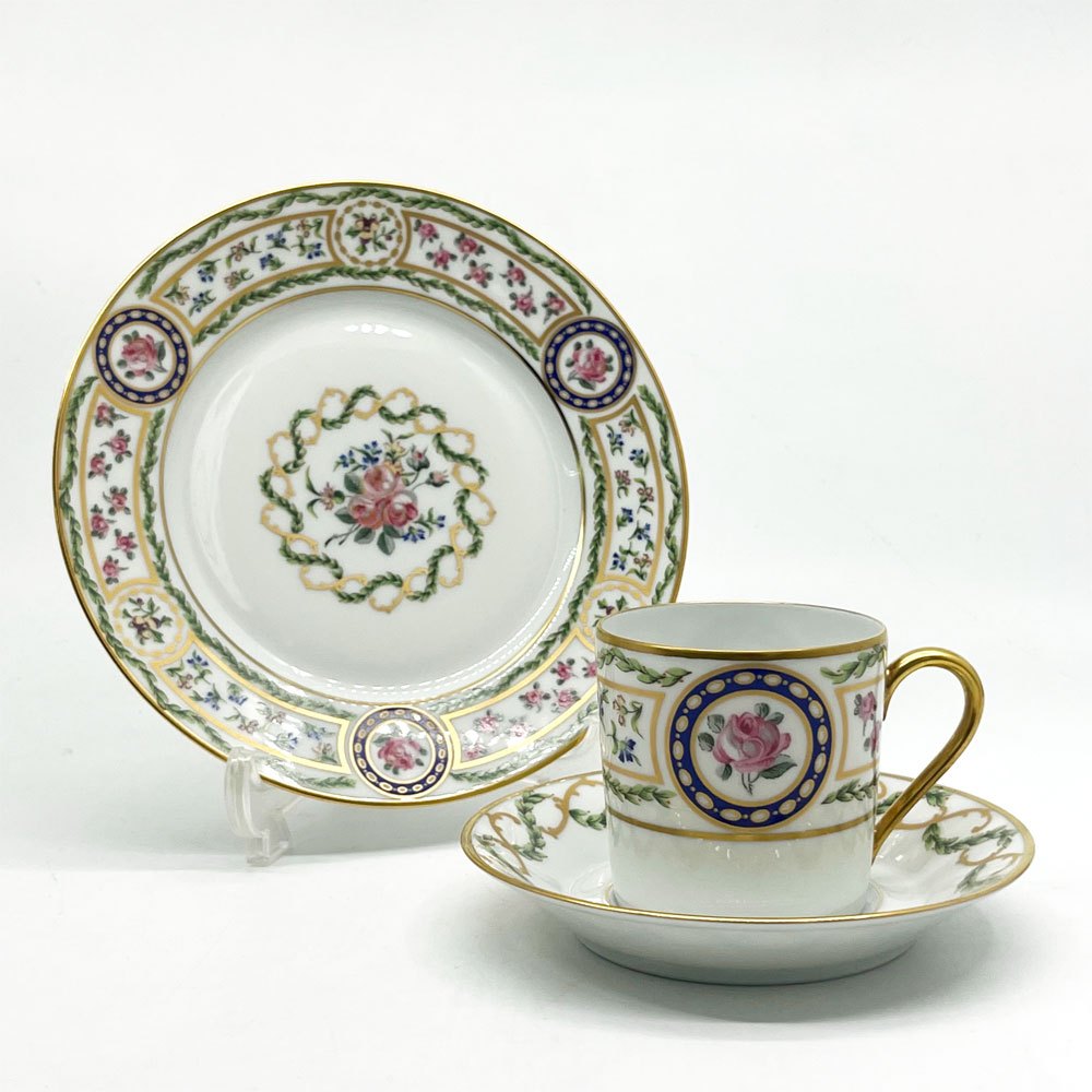 アビランド HAVILAND リモージュ ルーヴシエンヌ デミタスカップ & ソーサー ケーキプレート 3点セット トリオセット ●