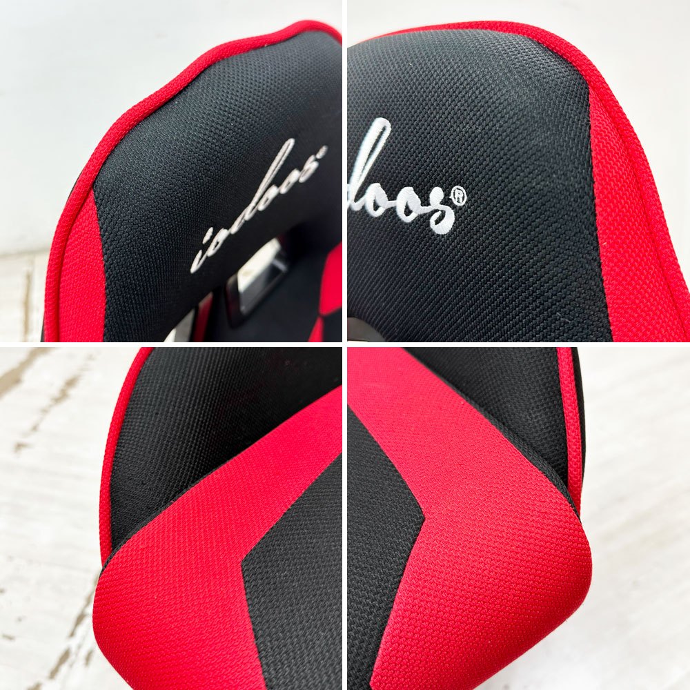 IODOOS ゲーミングチェア gaming chair デスクチェア 180度リクライニング クッション付属 レッド ●