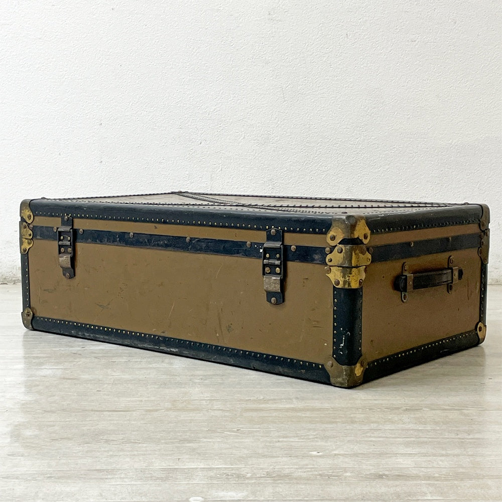 ジャパンビンテージ Japan Vintage トランクケース スタッズ レザーハンドル W79.5 鍵欠品 ●