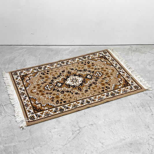 ベルギー ビンテージ ペルシャ絨毯柄 ラグマット 絨毯 幾何学模様 W140cm 現状品 ●