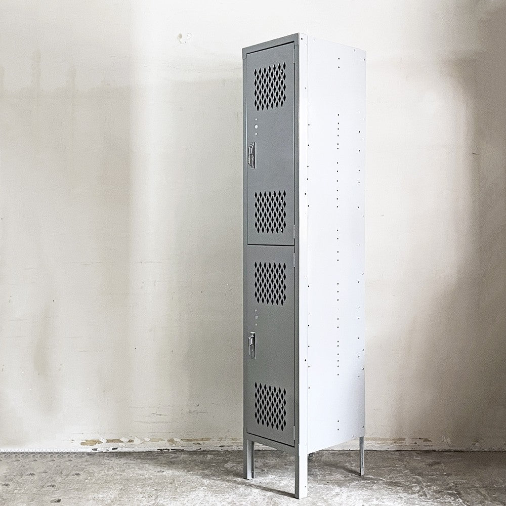 リオン LYON 2段スチールロッカー 2-TIER LOCKER ダイヤカット RECESSED HANDLE ダヴグレー dove gray インダストリアル P.F.S取扱 ■