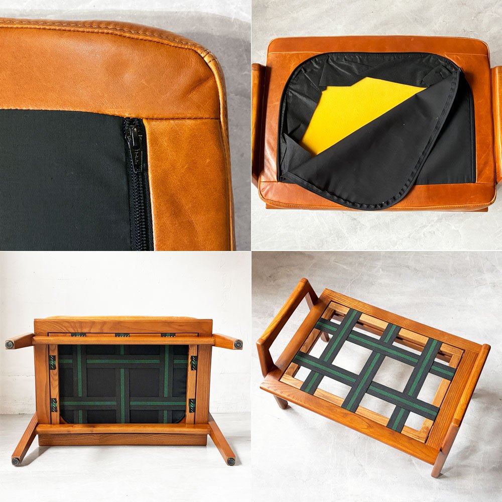 アクメファニチャー ACME Furniture デルマー オットマン DELMAR OTTOMAN フットスツール 本革 カウハイドレザー アッシュ材 廃盤 ★