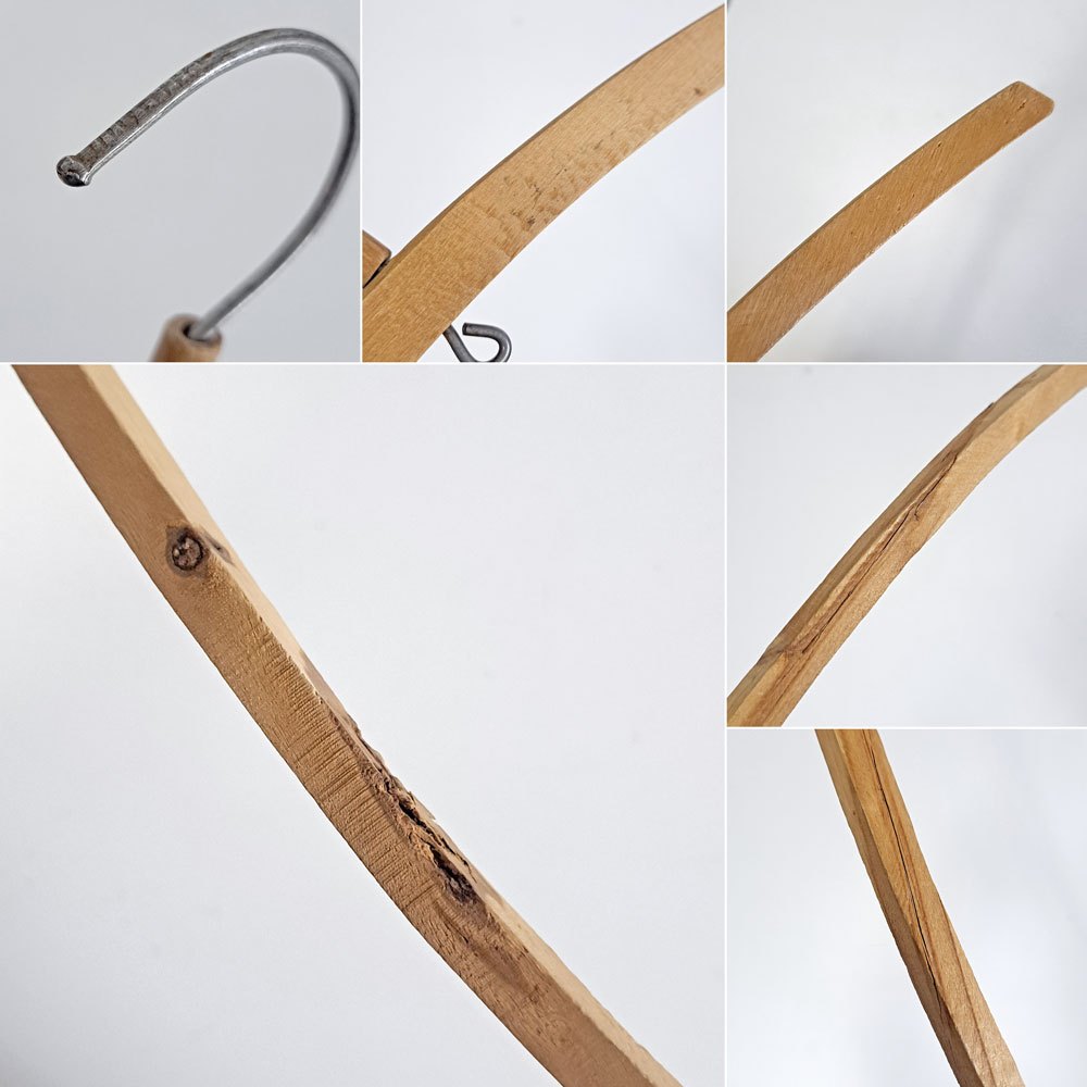 北欧ビンテージ Scandinabian Vintage 木製ハンガー 10本セット 1950〜70年代 木味 レトロ 古道具 A ●