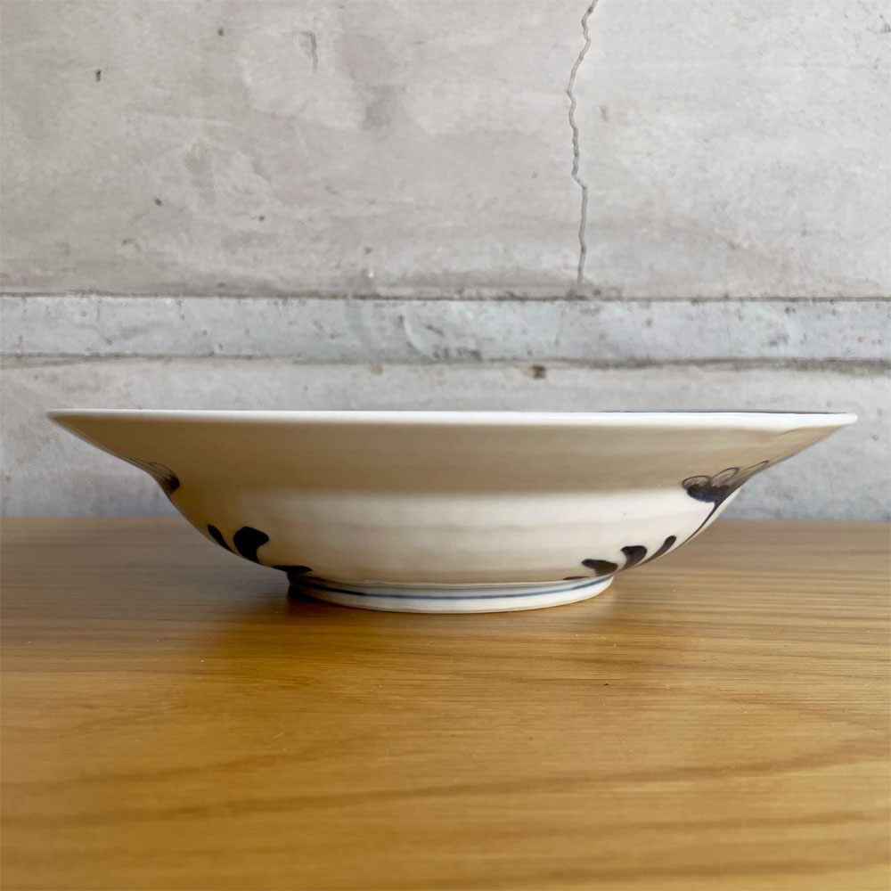 坂場圭十 色絵花柄 大鉢 直径約23.5cm 磁器 白磁 牡丹絵 現代作家 ♪