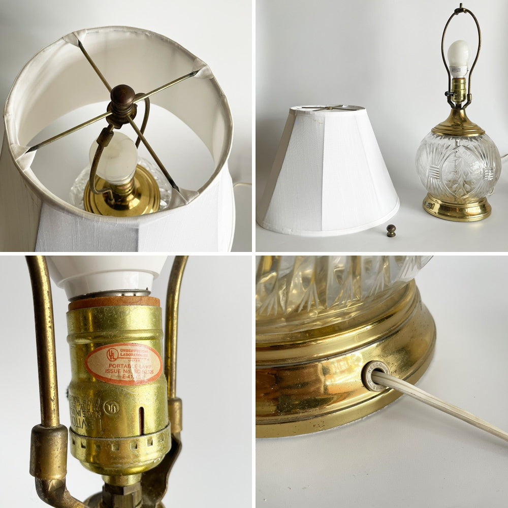 ヨーロピアンクラシカルデザイン European Classical Design テーブルランプ ガラスベース カットガラス ゴールド ファブリックシェード ■