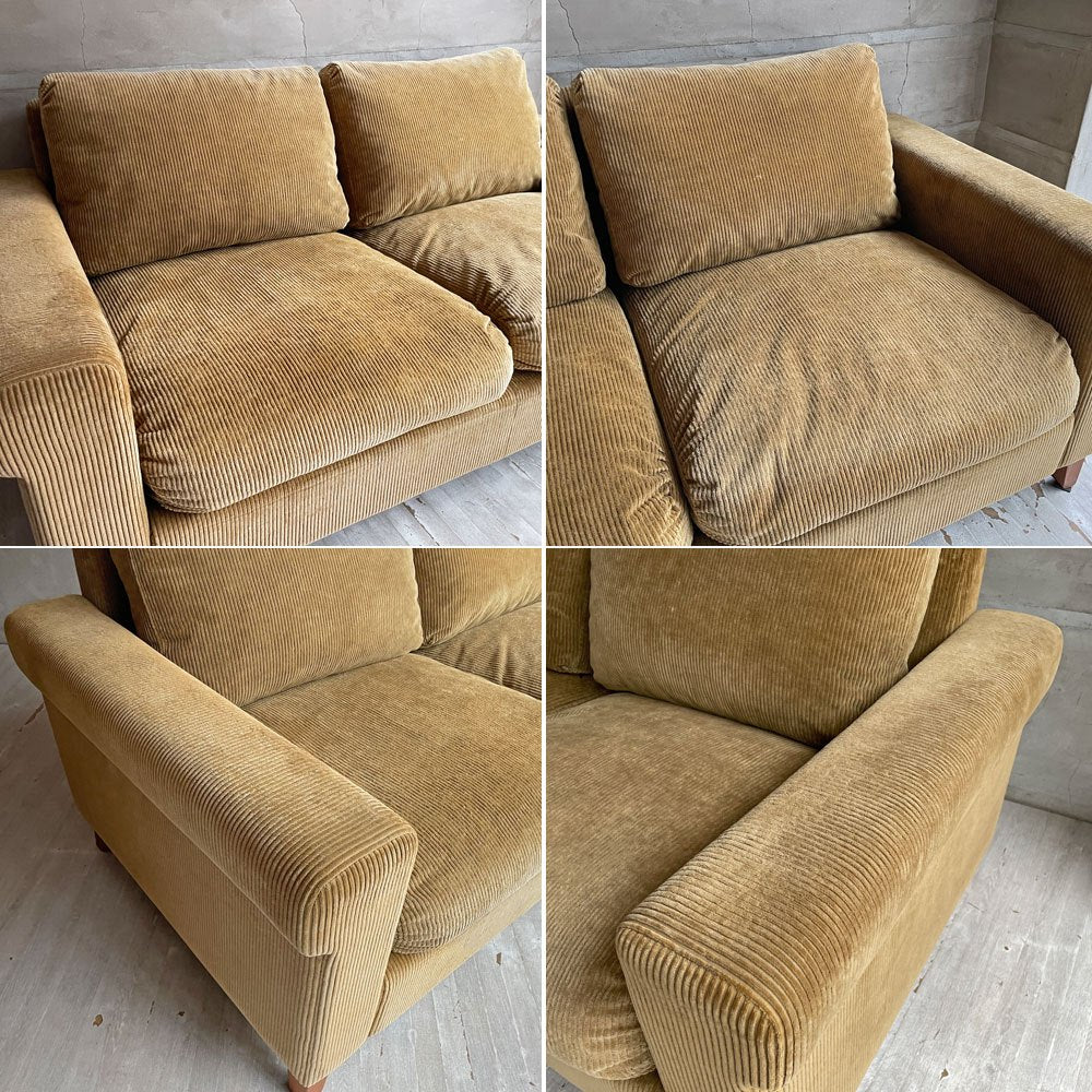 トラックファニチャー TRUCK FURNITURE FKソファ ジュニア FK SOFA Jr. 2シーター 2人掛け F-21 グリーンコーデュロイ フェザークッション ウォールナット無垢材 定価¥493,900-♪