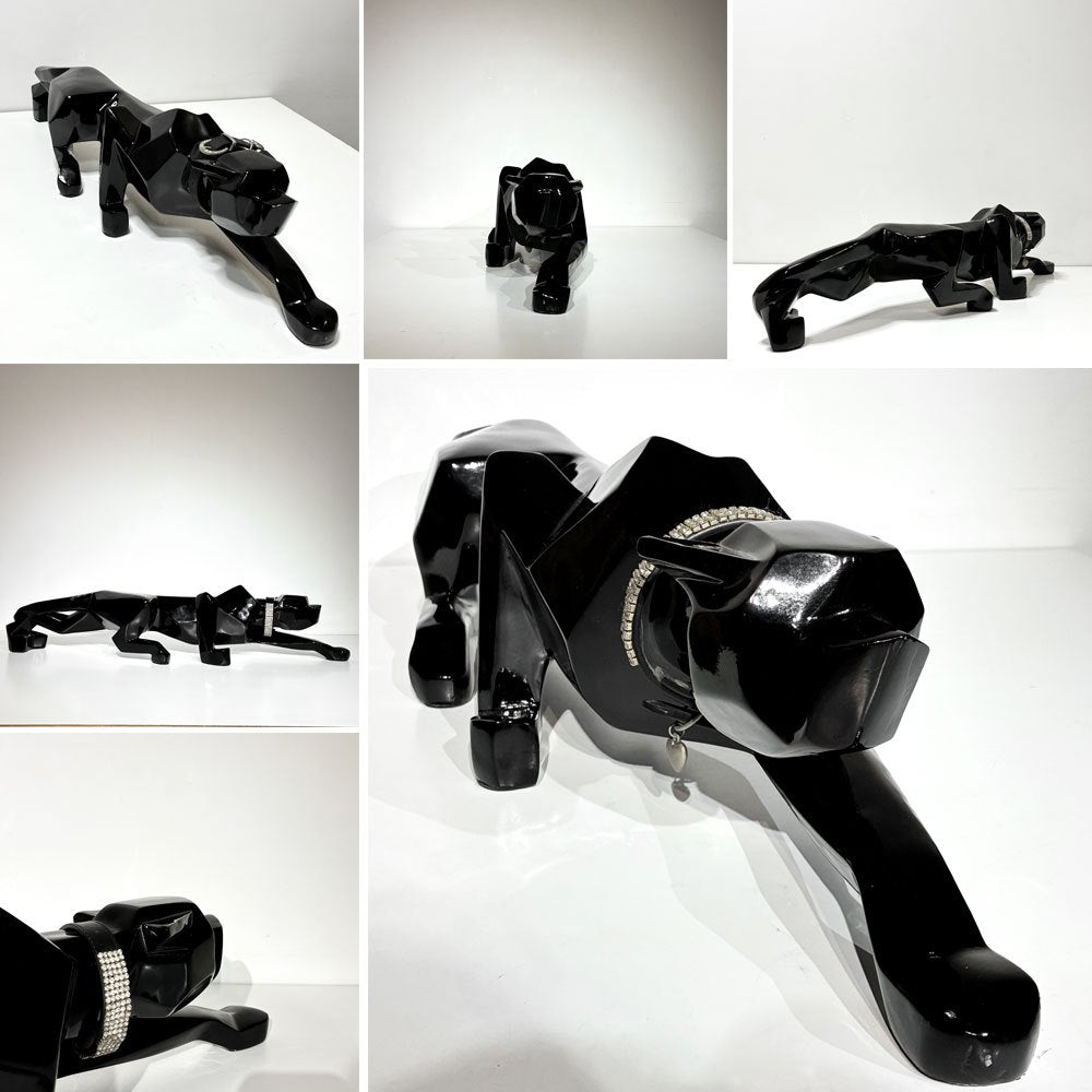 カレ KARE Deco Figurine Black Cat 90 オブジェ ブラック ハイグロス ネコ ヒョウ パンサー 廃番 ●