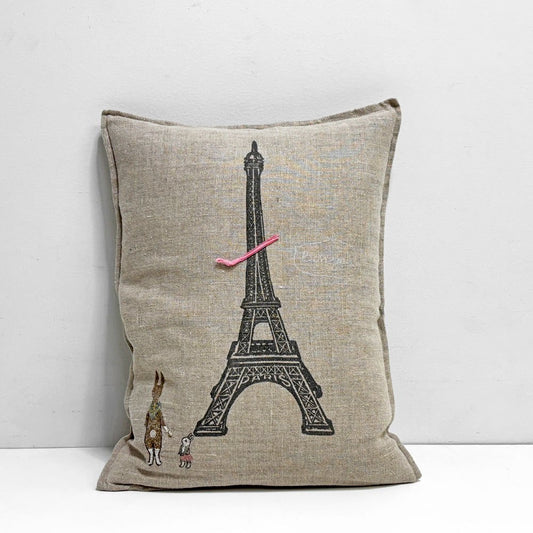 コーラルアンドタスク Coral & Tusk クッション エッフェル塔 ウサギ 刺繍 カバーリング 31×41cm 廃番 ●