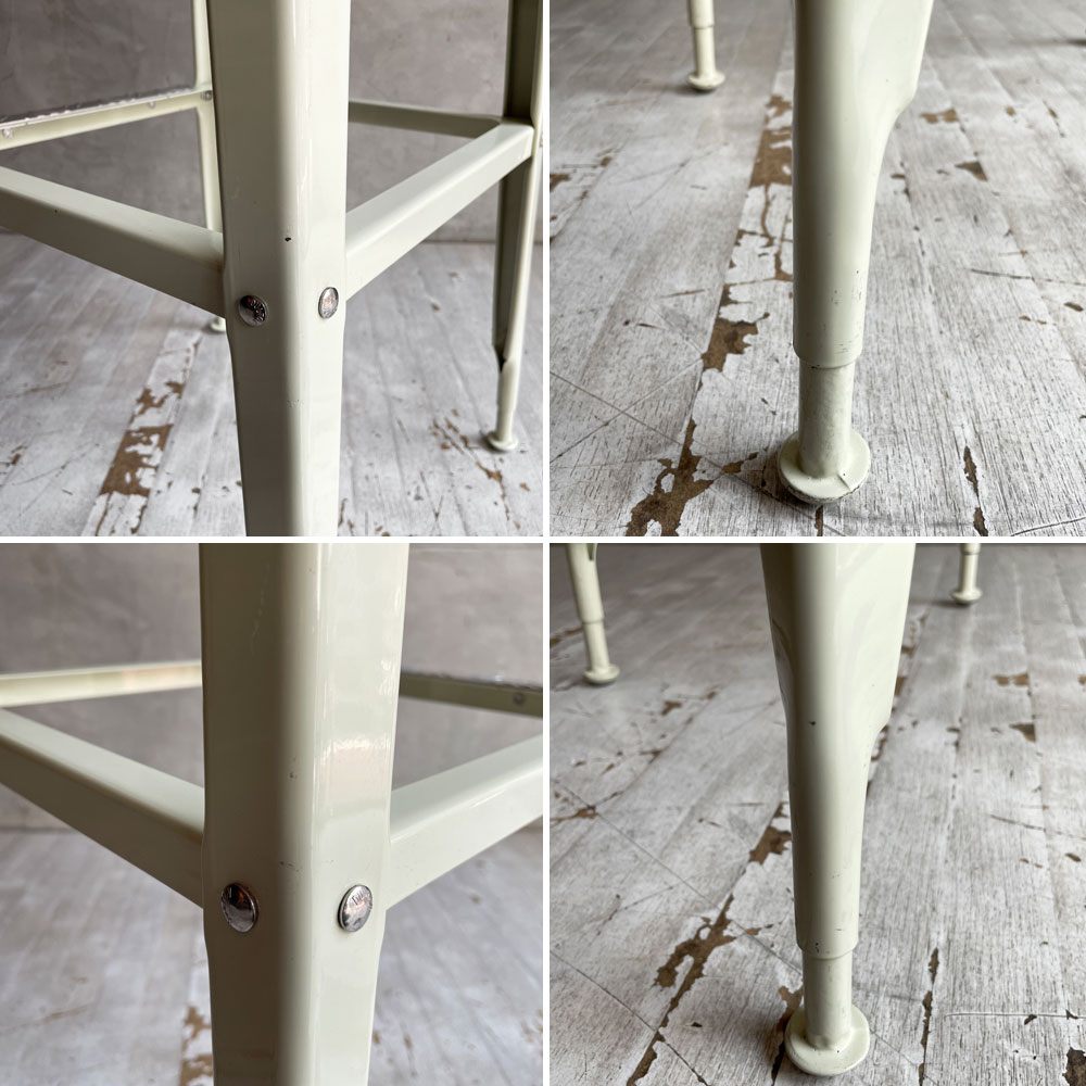 ダルトン DULTON スタンダードバーチェア Standard bar chair ハイチェア アイボリー スチール×ファブリック USビンテージスタイル 座面張替え済 参考定価¥28,600- B♪