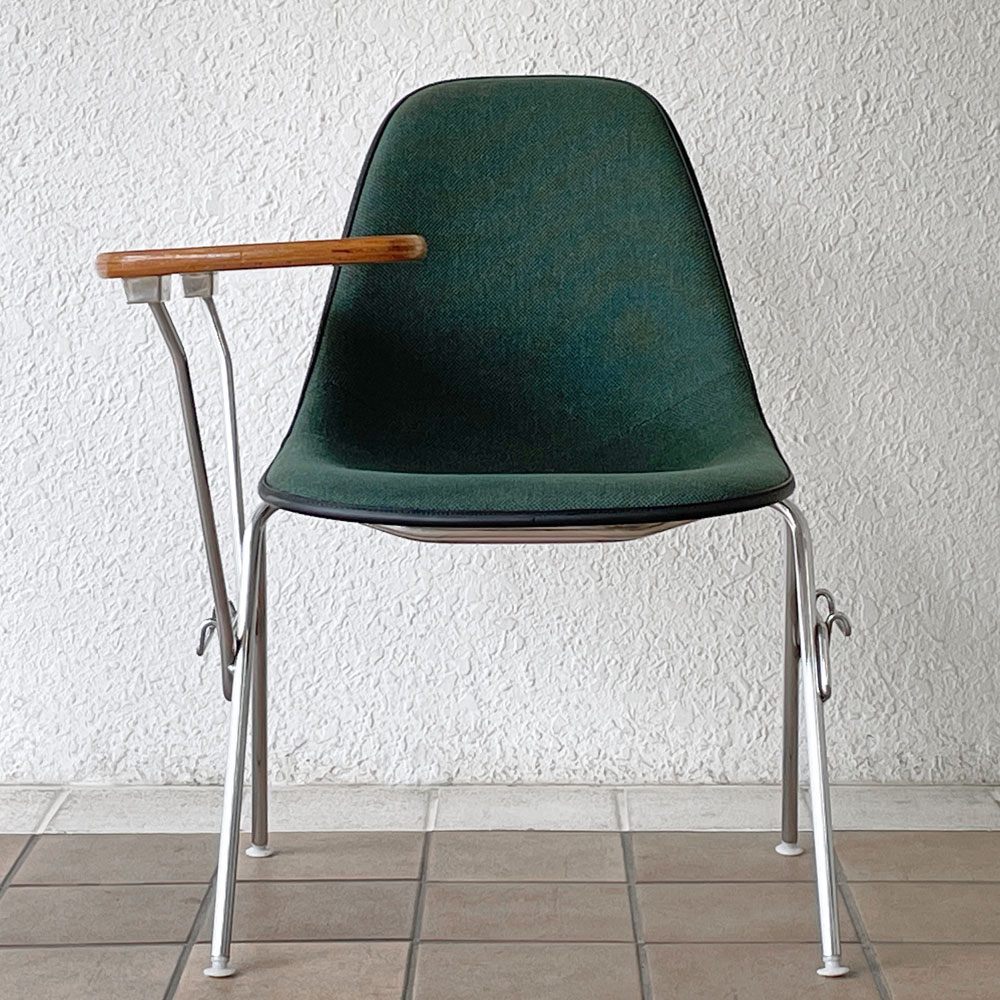 ハーマンミラー Herman Miller サイドシェルチェア セカンド 2nd ビンテージ アプホルスター スクールベース 肘掛けテーブル付 イームズ ミッドセンチュリー A ◇