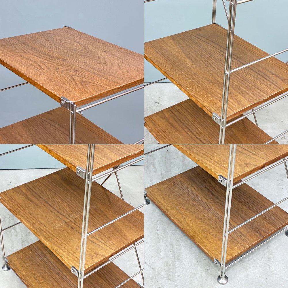 無印良品 MUJI ステンレスユニットシェルフ ウォールナット材 4段 W58 H120cm オープンシェルフ 本棚 飾り棚 収納棚 現状品 ◎