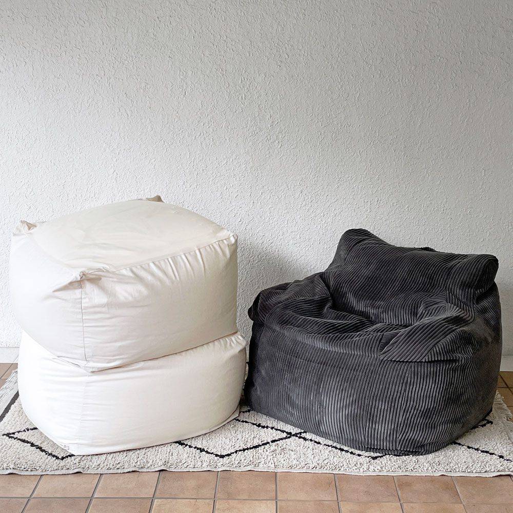 無印良品 MUJI 体にフィットするソファ ビーズクッション オフホワイト 定価15,980円 良品 B ◇
