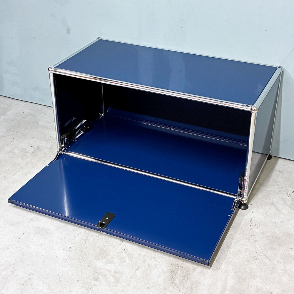 USMハラー USM Haller モジュラーファニチャー ハラーシステム キャビネット スティールブルー ドロップダウンドア 1列1段 フリッツ・ハラー ◎